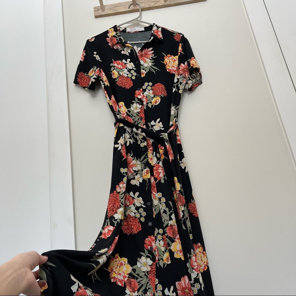 REAL Basics Multi-Colored Floral Button Up T-Shirt Dress - Size XL